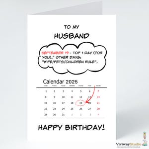 Cartão de aniversário personalizado e engraçado para o marido | Presente de calendário personalizado para ele | Cartão de aniversário exclusivo.