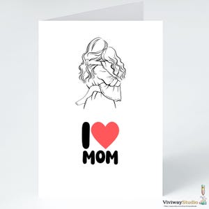 Tarjeta "Te amo mamá" / Tarjeta del Día de la Madre con ilustración de abrazo / Tarjeta minimalista y emotiva para mamá