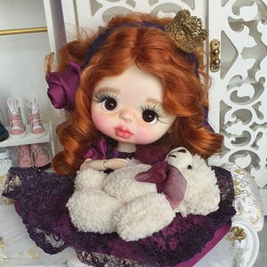 qbaby blythe натуральная козья шерсть redhaierd babyooak custom