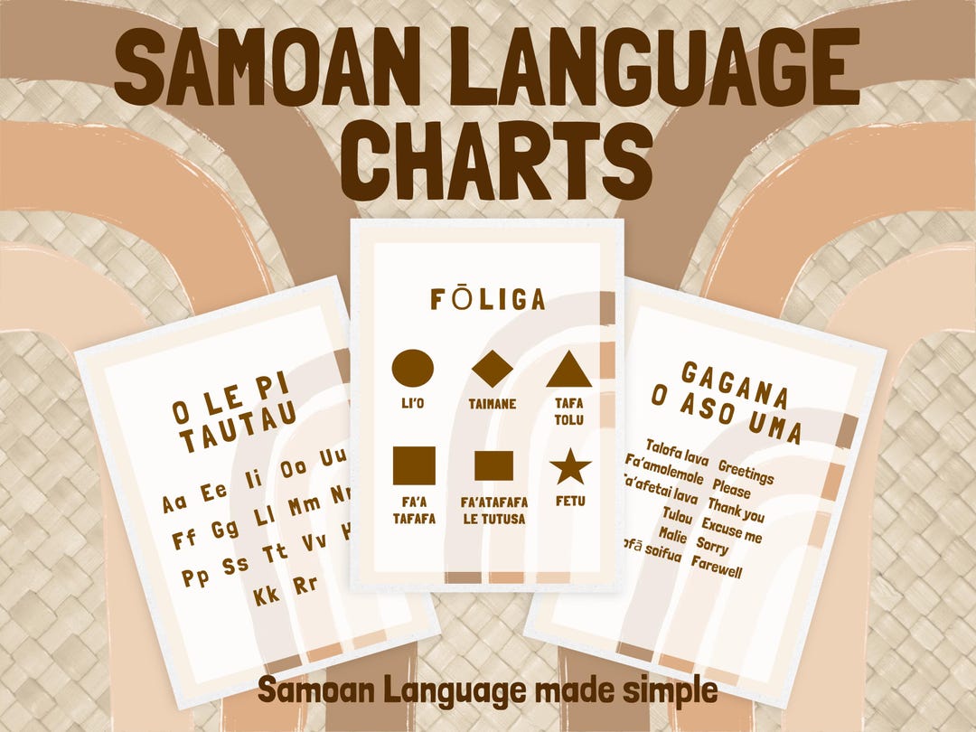Samoan Language Boho Charts Bundle | Alphabet, Numbers, Greetings ...