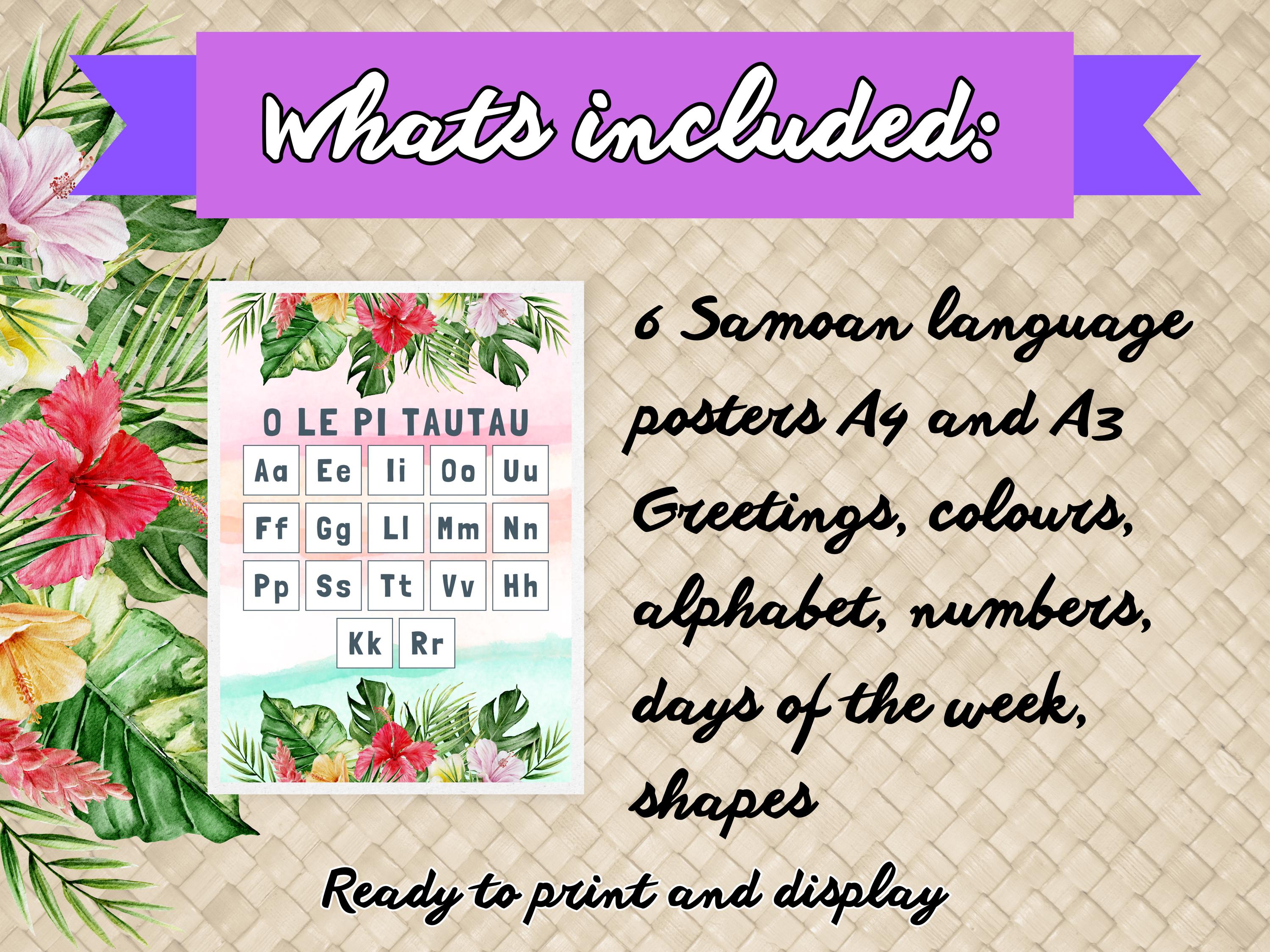 Samoan Language Learning Posters | Greetings, Colours, Alphabet ...