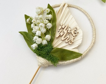 Lily of the valley cake topper/Mr and Mrs cake topper/wedding cake topper/wedding cake/nature/traditional cake/white/green/floral/