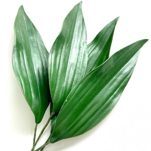 Latex Safari Mini Green Leaf Stem - Bendable Cake Leaf, Tropical Decor