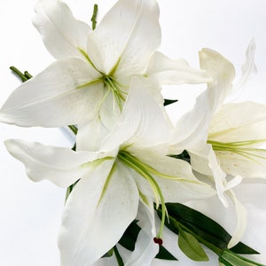 1 stem Cream white lily/1 stem of lily with bud/Casablanca lily/lily/realistic lily/latex lily/cake lily/off white