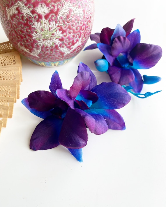 Blue Purple Orchid Hair Clip/galaxy Orchids/orchid Hair - Etsy Blue Purple Orchid Hair Clip/galaxy Orchids/orchid Hair - Etsy