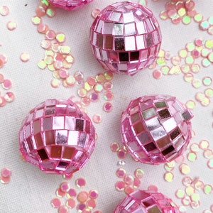 Pink Disco Cake Balls (Set of 6), Mini Mirror Party Decorations