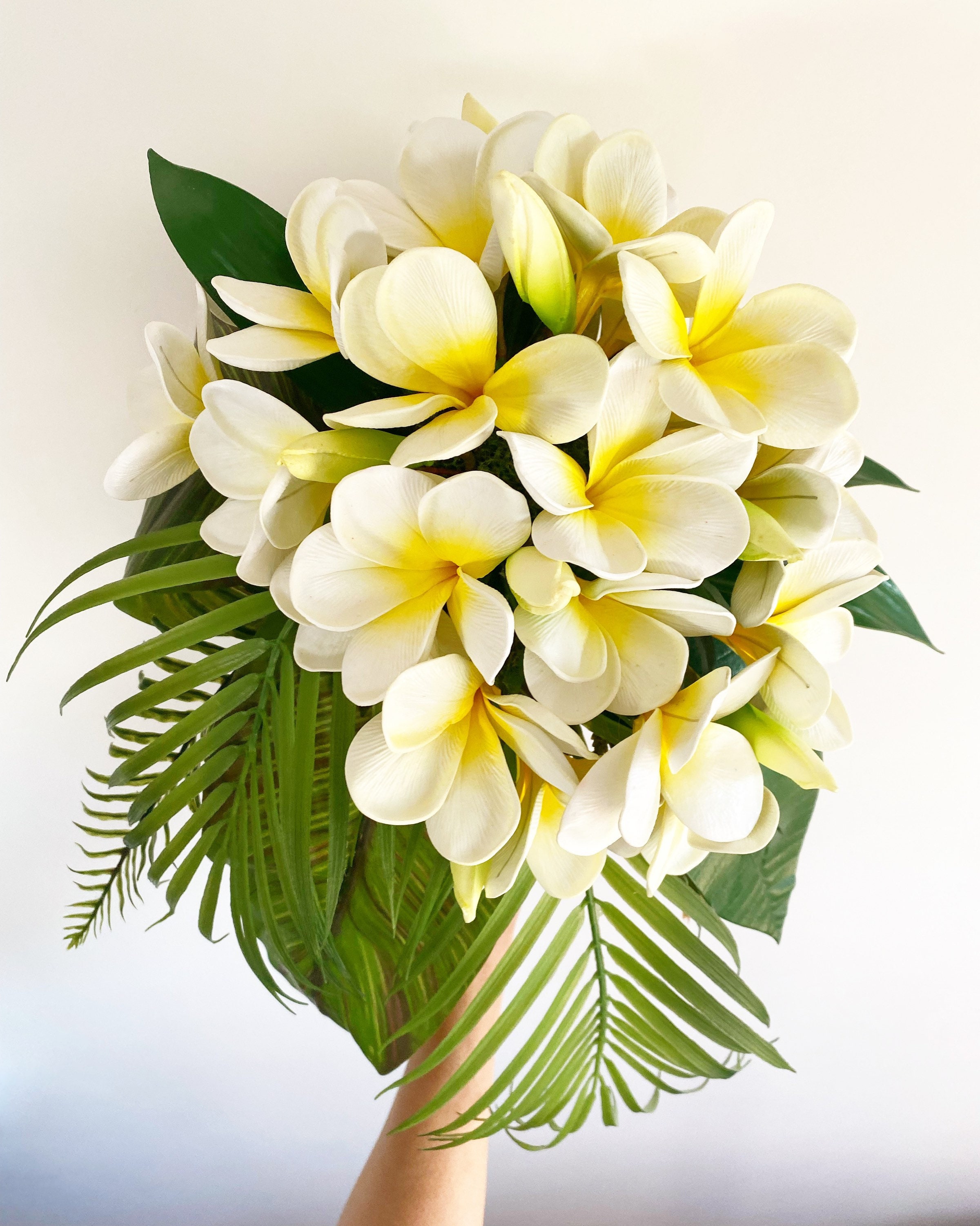 Hawaiian Pua Melia/plumeria Flower. Foam Flowers With Ti Leaves on