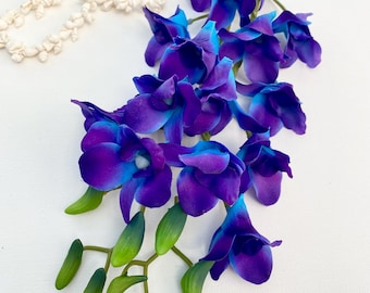 Orquídea Galaxy Singapur en aerosol, flores de látex azul violeta