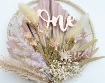 One Cake Topper/first birthday/first birthday/pampas/cake pick/girl/baby girl/birthday/one/one birthday/blush/boho/floral/birthday cake/one
