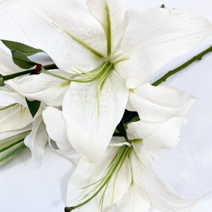 White Casablanca lily/cream white lily/lily/white lily/Casablanca opened lily with bud/home floral/latex Casablanca lily
