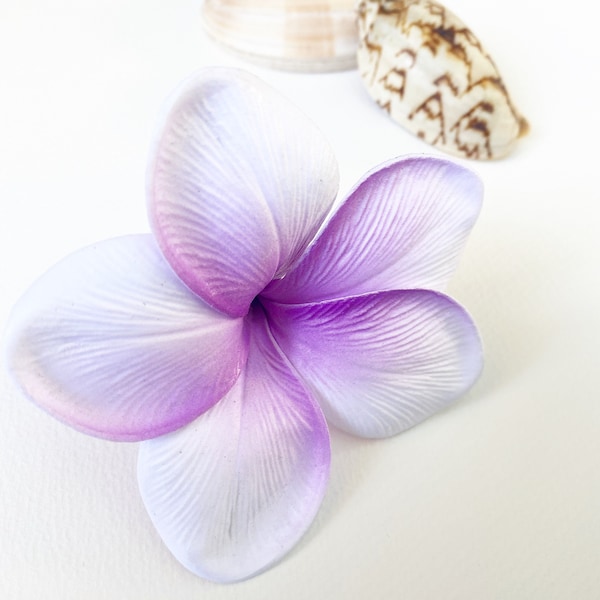 Plumeria hair flowers/hair flower/frangipani hair flower/hawaiian/party hair flower/hair accessory/summer/hair flower/white purple plumeria/