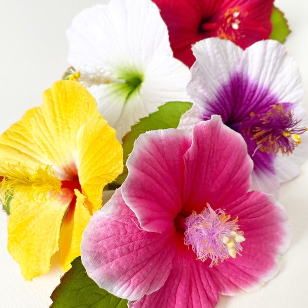 Silk Hibiscus/diy hibiscus cake flowers/hibiscus cake flowers/diy cake toppers/orange yellow hibiscus/white hibiscus/purple white hibiscus