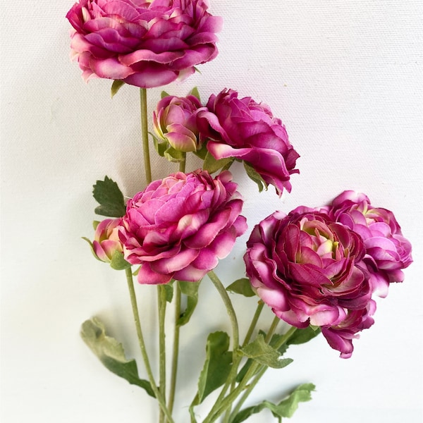 Ruffled ranunculus/silk ranunculus/diy cake flowers/ranunculus/fuchsia