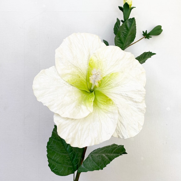 1 tige d'hibiscus blanc/fleur de gâteau d'hibiscus/blanc/hibiscus blanc/grand hibiscus/hibiscus en latex