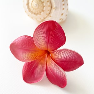 Red orange Plumeria hair flower/hair flower/frangipani hair flower/hawaiian/party hair flower/hair accessory/orange/summer/hair flower