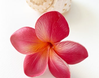 Red orange Plumeria hair flower/hair flower/frangipani hair flower/hawaiian/party hair flower/hair accessory/orange/summer/hair flower