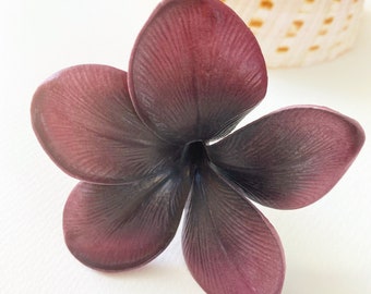 Midnight Plumeria hair flower/hair flower/frangipani hair flower/hawaiian/plum frangipani/hair accessory/purple black frangipani/plum