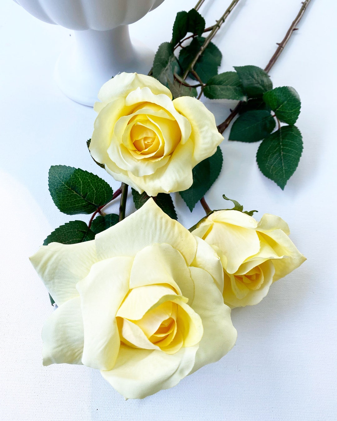 1 Stem of Yellow Rose/yellow Silk Rose/reflexed Rose/silk Etsy