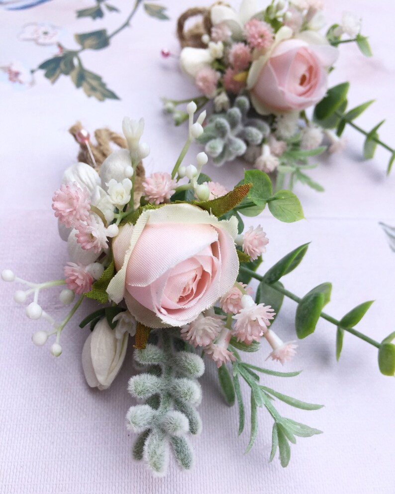 Blush Dress Corsage/pink Corsage/pink White Grey/formal Wrist Etsy