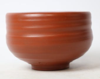 常滑焼　貿易票貼茶壺　27cm　明治～昭和初期 常滑焼 甚秋陶苑(伊藤成二)作 朱泥嵐絞り茶壺 [東山堂煎茶器店