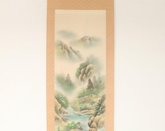 Vintage Japanese Hanging scroll Kakejiku painting on paper