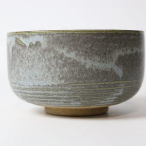 Japanese Matcha Tea Bowl Chawan - Gray and Blue Glazed Ceramic