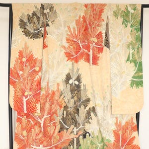 Vintage Japanese silk kimono robe Big Furisode