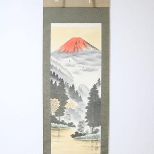 Vintage Japanese Hanging scroll Kakejiku painting on paper