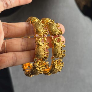 Elephant pair of kada Bangle Kemp Bangle South indian Jewelry Antique indian jewelry - TRADITIONAL