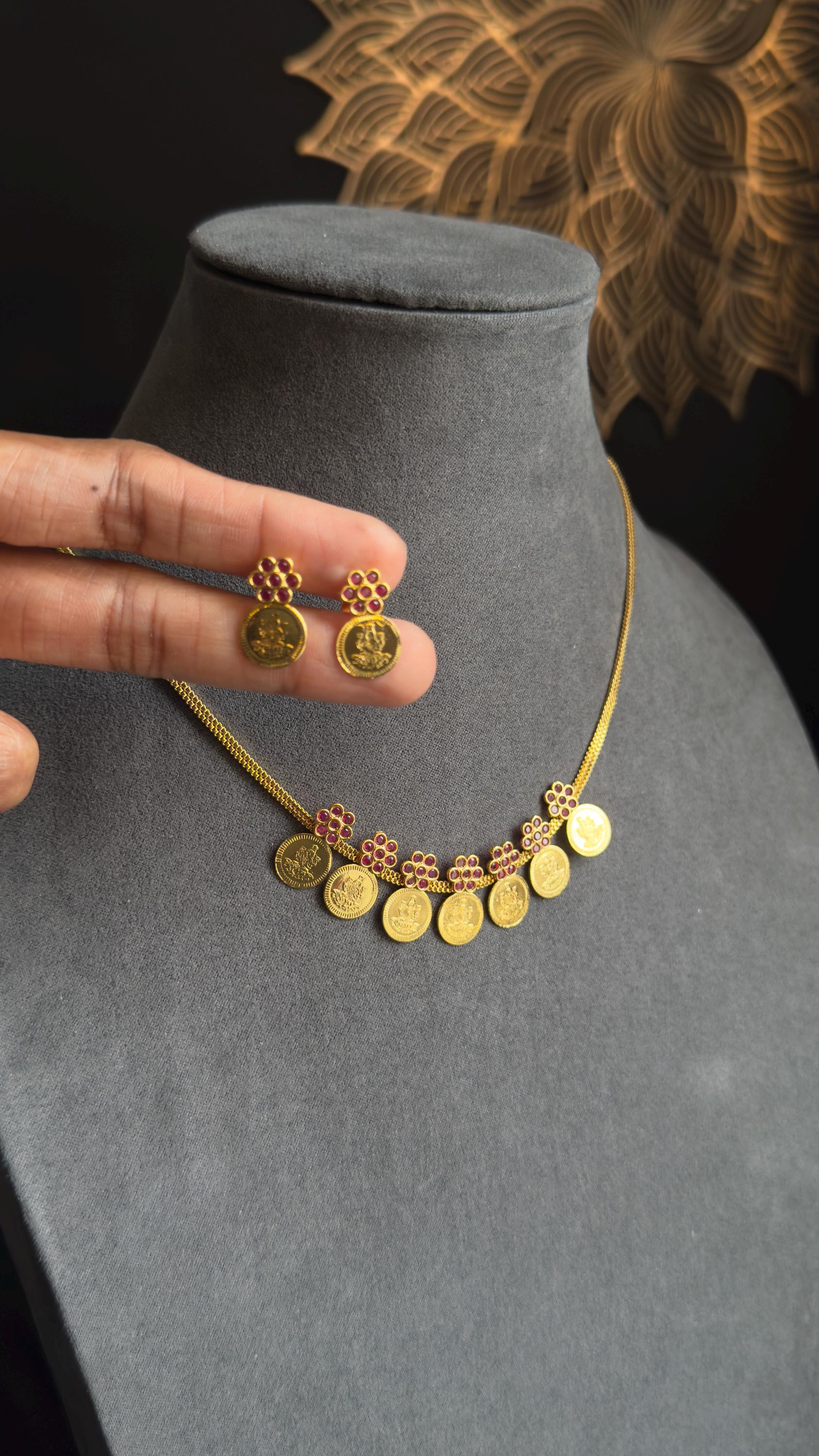 激レア！【定価69.3万円・美品】 20inch MICRO NECKLACE！ Goddess Lakshmi Coin Microgold Gold Traditional South Indian