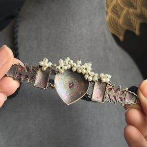 Unieke handgemaakte Indo-western tweekleurige zilveren Indiase sieraden choker set | Duitse zilveren kettingset afbeelding 5