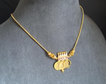 Lakshmi coin Pendant microgold Gold Traditional South Indian Necklace set - BUDGET