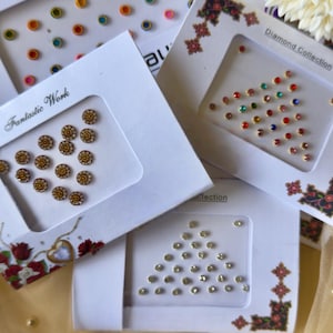 Silver Crystal Bindi Pack Bindiya |Meerkleurige stenen bindi Chanlo | Indiaas accessoire | Voorhoofd Sticky Gem bruidsaccessoires