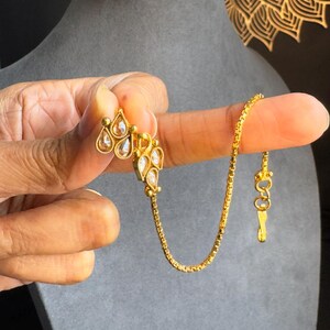 Delicato anello al naso antico Kundan con retro AD Nath Gold Rajwadi American Diamond Gold Gioielli indiani/Gioielli per il naso TRADIZIONALE