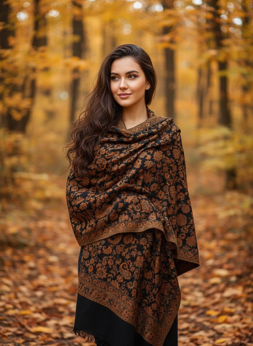 Châle Cachemire Indien Pashmina Laine Pure Fine - Neuf Sans étiquette, Cadeau Hiver