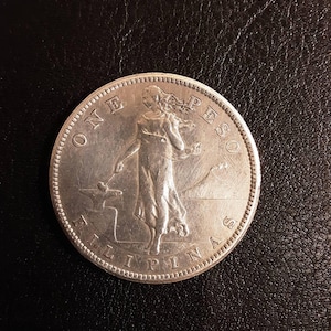 1907Sフィリピン1ペソ硬貨。銀含有量80%。商品番号A14