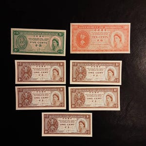 Historic genuine currency Hong Kong / One cent, Five cents, Ten cents