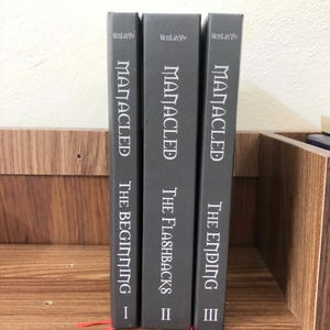 May include: Three hardback books with the title "MANACLED" in white lettering. The spines are dark gray, with the series titles "The Beginning," "The Flashbacks," and "The Ending." The author's name, SenLin Yu, is printed at the top of each spine.