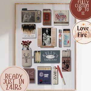CUSTOM MATCHBOOK ART Personalized Digital Matchbox Gift| Large Matches Print Customized Retro Wall Poster Unique Anniversary Gift
