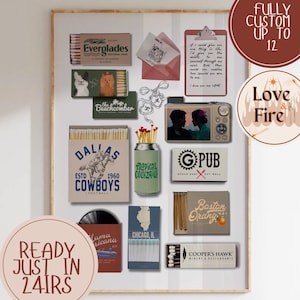 CUSTOM MATCHBOOK ART Personalized Digital Matchbox Gift| Large Matches Print Customized Retro Wall Poster Unique Anniversary Gift