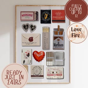 CUSTOM MATCHBOOK ART Personalized Digital Matchbox Gift| Large Matches Print Customized Retro Wall Poster Unique Anniversary Gift