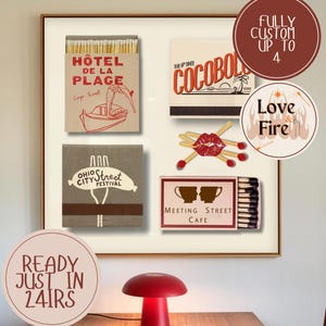 CUSTOM MATCHBOOK ART Personalized Digital Matchbox Gift| Large Matches Print Customized Retro Wall Poster Unique Anniversary Gift