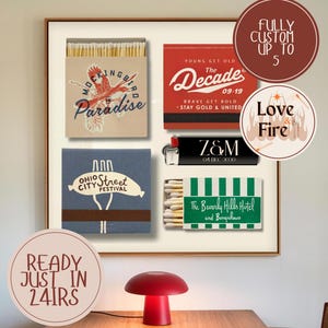 CUSTOM MATCHBOOK ART Personalized Digital Matchbox Gift| Large Matches Print Customized Retro Wall Poster Unique Anniversary Gift