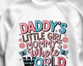 パパの小さな女の子、ママの世界のPNG昇華デザイン、小さな女の子の幼児用シャツPNG、蝶の赤ちゃんの女の子の花の女の子PNGデザイン