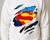 Superhero Logo T-Shirt Sublimation PNG Design | Iconic Torn Fabric Art | Unique DIY Craft Print File