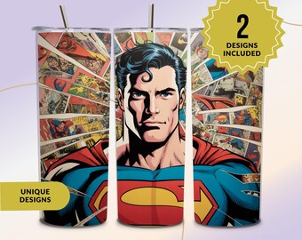 Vaso térmico de 20 oz con diseño de héroe de cómic, vaso térmico de superhéroe, envoltura para vaso térmico, envoltura para vaso térmico de 20 oz, diseño por sublimación, descarga digital, sublimación de vasos térmicos