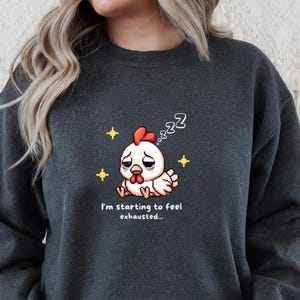 Stardew Valley Sweatshirt, I am Starting To Feel Exhausted, Pixel Art, Farm life shirt, Pelican Town, Gamer Crewneck, Sleepy Chicken Sweater