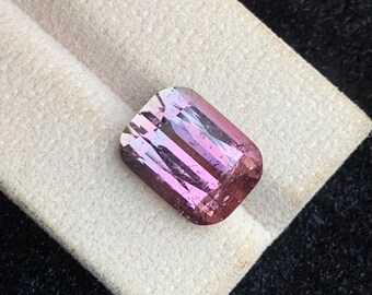 10.05 Carats Natural Bicolor Tourmaline Gemstone with Cushion Cut from Afghanistan