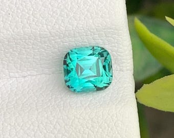 Cushion Cut Bluish Green Tourmaline Gemstone: 1.00 Carat Afghan Tourmaline