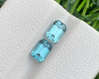 1.40 Carats Dazzling Neon Blue Tourmaline Pair with Emerald Shape from Afghanistan